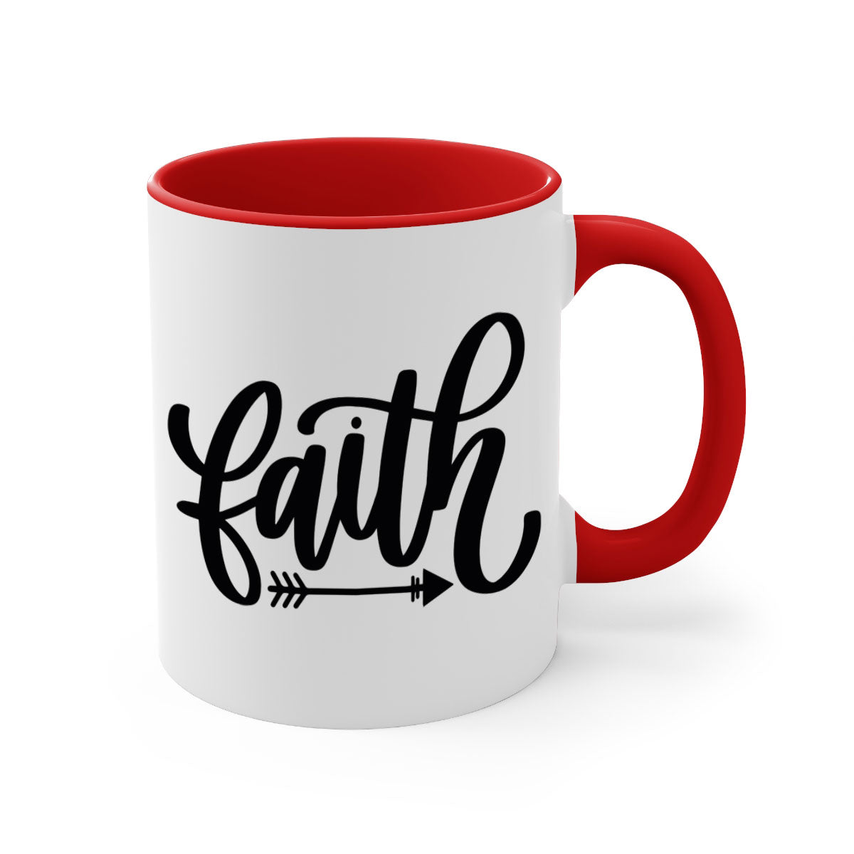 Faith 153# Christmas Mug with colorful handle and glossy finish, available in multiple colors and sizes.