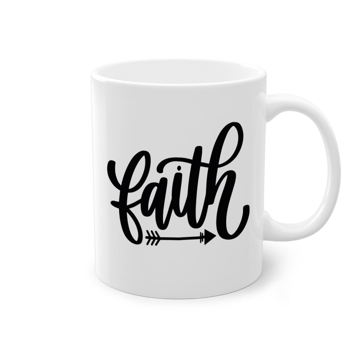Faith 153# Christmas Mug with colorful handle and glossy finish, available in multiple colors and sizes.