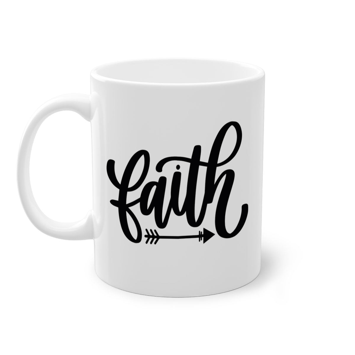 Faith 153# Christmas Mug with colorful handle and glossy finish, available in multiple colors and sizes.
