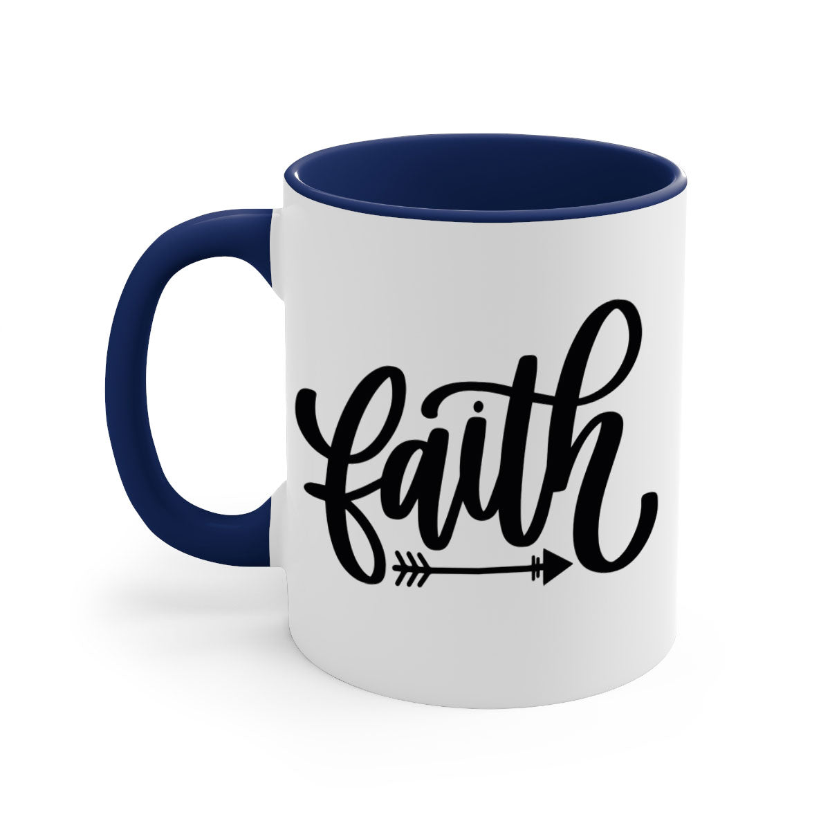 Faith 153# Christmas Mug with colorful handle and glossy finish, available in multiple colors and sizes.