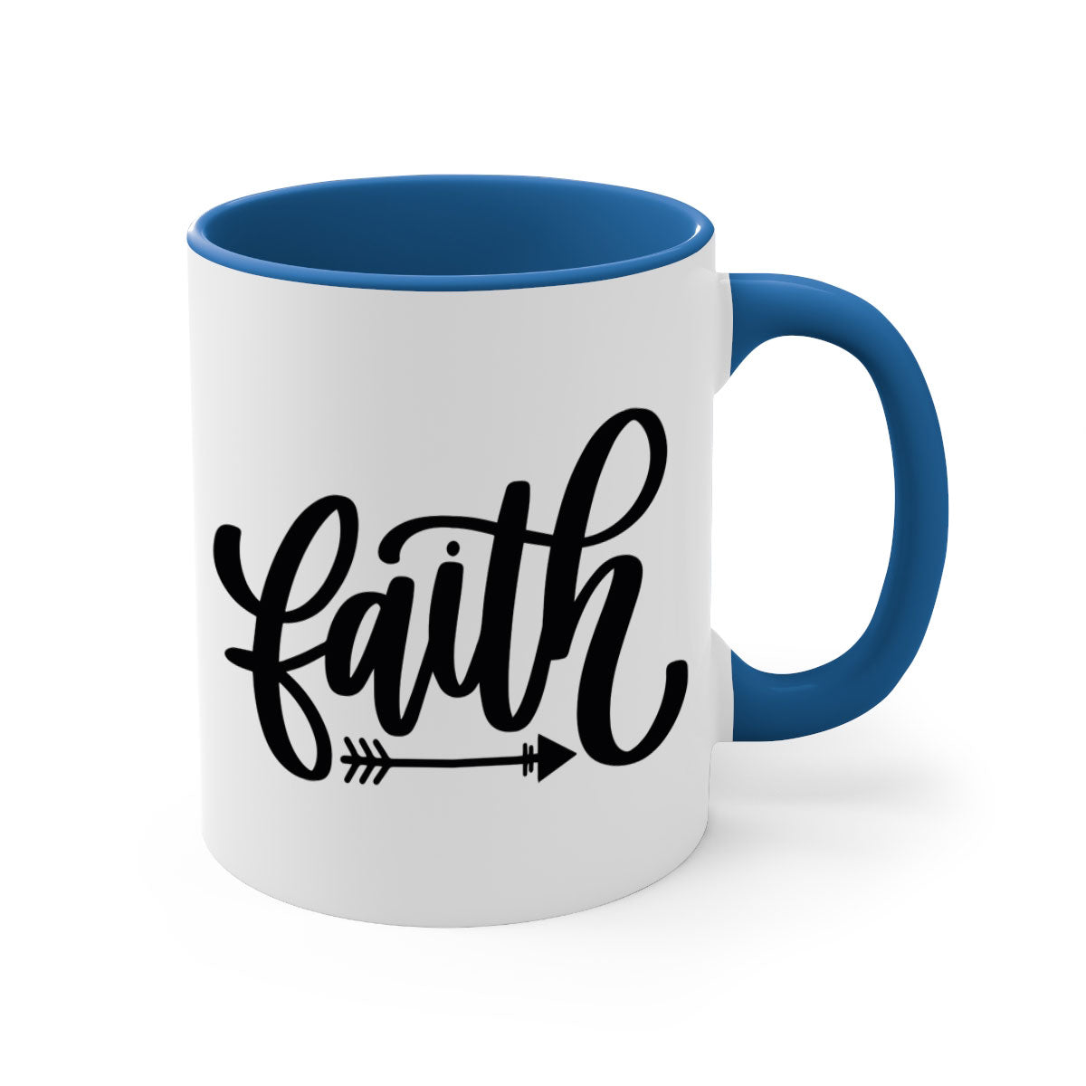 Faith 153# Christmas Mug with colorful handle and glossy finish, available in multiple colors and sizes.