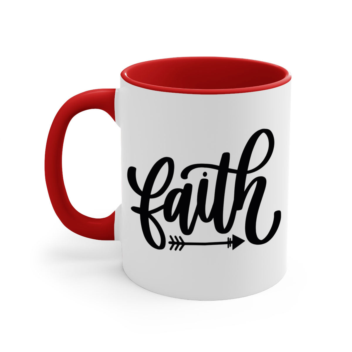 Faith 153# Christmas Mug with colorful handle and glossy finish, available in multiple colors and sizes.