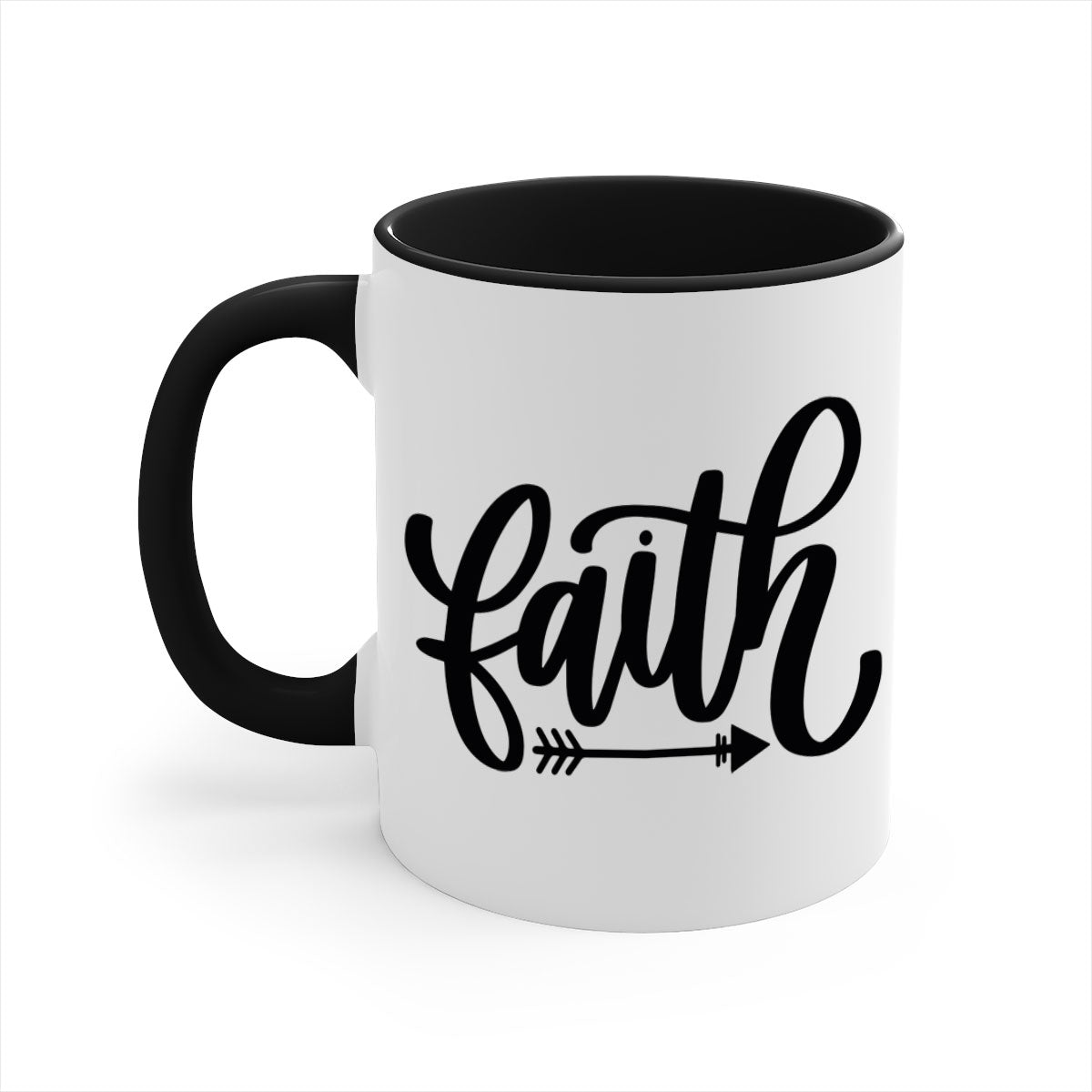 Faith 153# Christmas Mug with colorful handle and glossy finish, available in multiple colors and sizes.