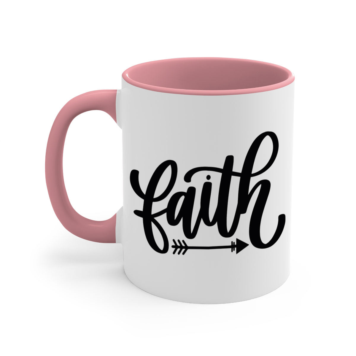 Faith 153# Christmas Mug with colorful handle and glossy finish, available in multiple colors and sizes.