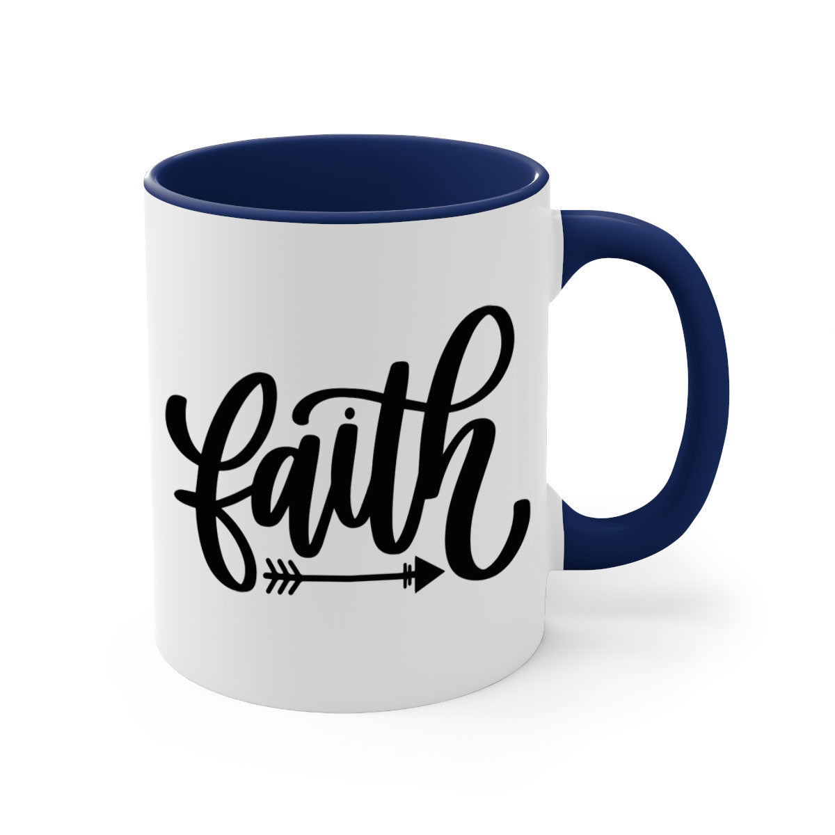 Faith 153# Christmas Mug with colorful handle and glossy finish, available in multiple colors and sizes.