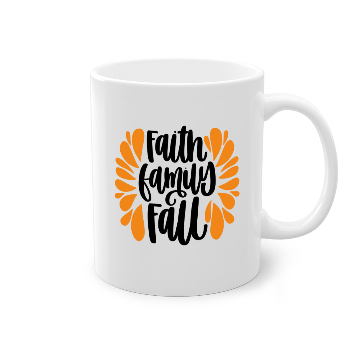 Faith Family Fall Mug featuring a two-tone design with a colored handle and interior, available in multiple colors and sizes.