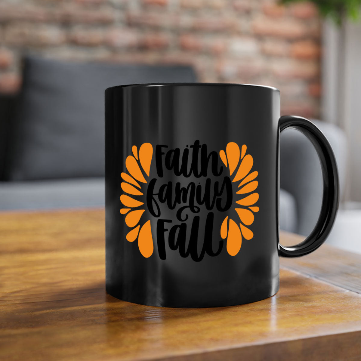 Faith Family Fall Mug featuring a two-tone design with a colored handle and interior, available in multiple colors and sizes.