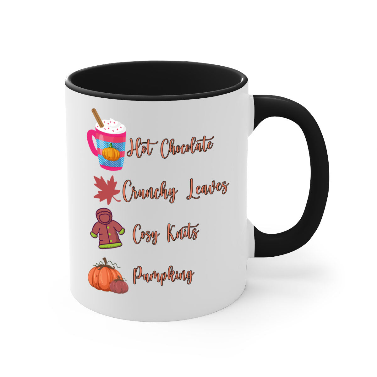 Fall 126# Mug featuring a two-tone design with a colored handle and glossy finish, available in multiple colors and sizes.