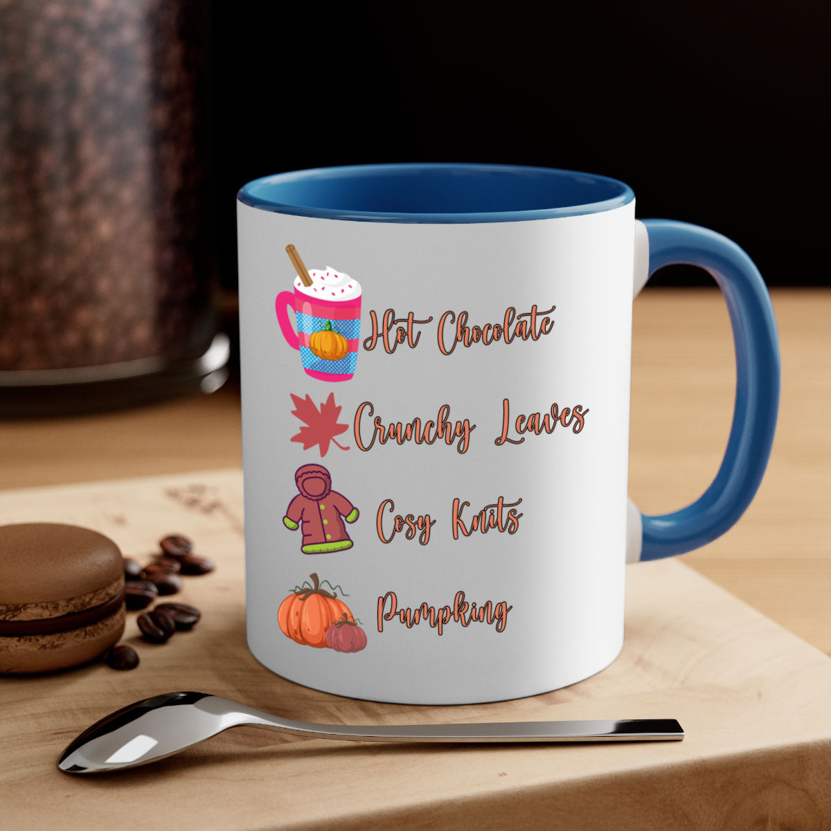 Fall 126# Mug featuring a two-tone design with a colored handle and glossy finish, available in multiple colors and sizes.
