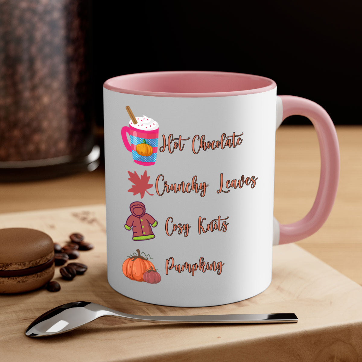 Fall 126# Mug featuring a two-tone design with a colored handle and glossy finish, available in multiple colors and sizes.