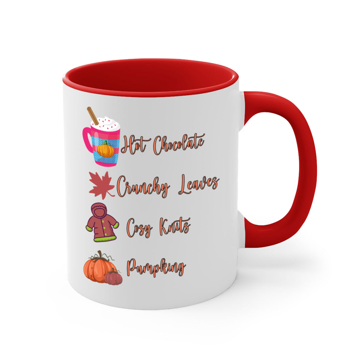 Fall 126# Mug featuring a two-tone design with a colored handle and glossy finish, available in multiple colors and sizes.