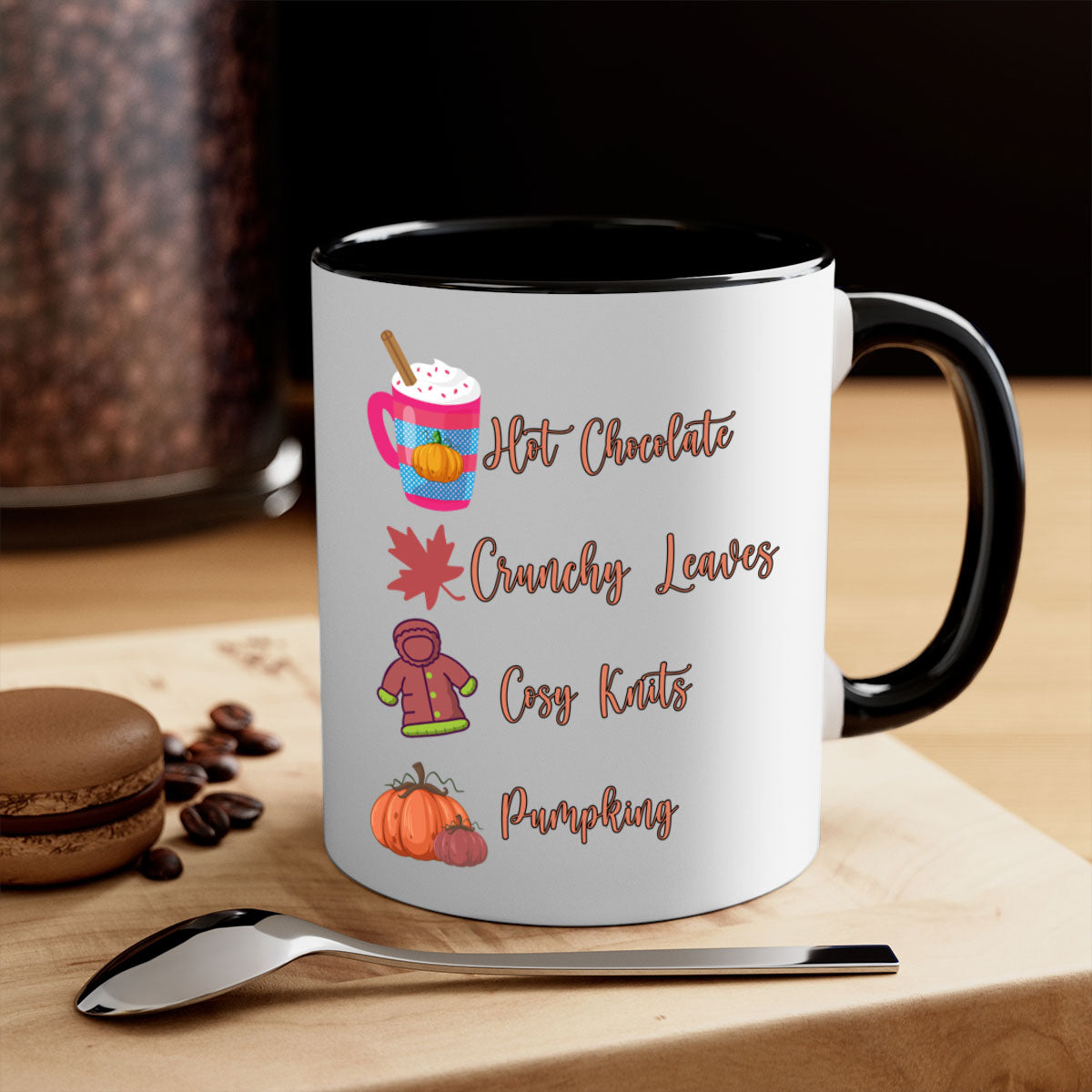 Fall 126# Mug featuring a two-tone design with a colored handle and glossy finish, available in multiple colors and sizes.