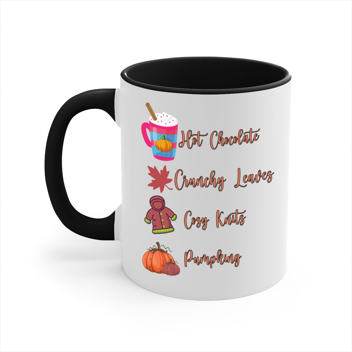 Fall 126# Mug featuring a two-tone design with a colored handle and glossy finish, available in multiple colors and sizes.