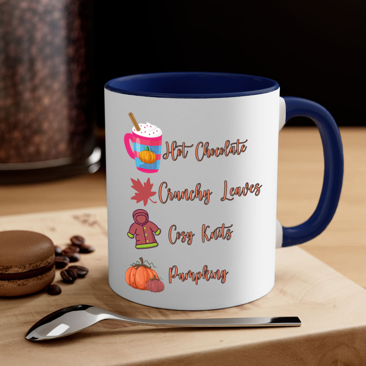 Fall 126# Mug featuring a two-tone design with a colored handle and glossy finish, available in multiple colors and sizes.