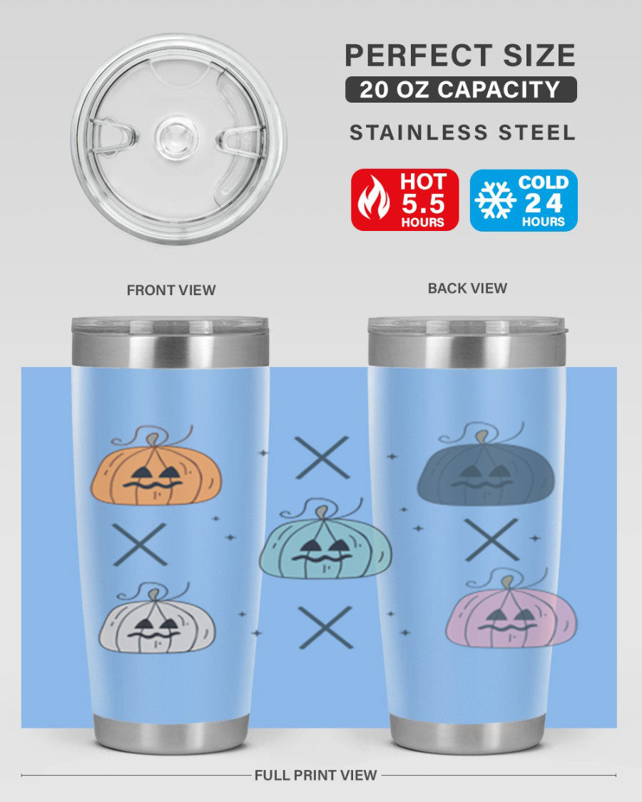 Fall 145# Tumbler in 20oz and 30oz sizes, showcasing double wall vacuum stainless steel design with copper lining and drink-thru lid.