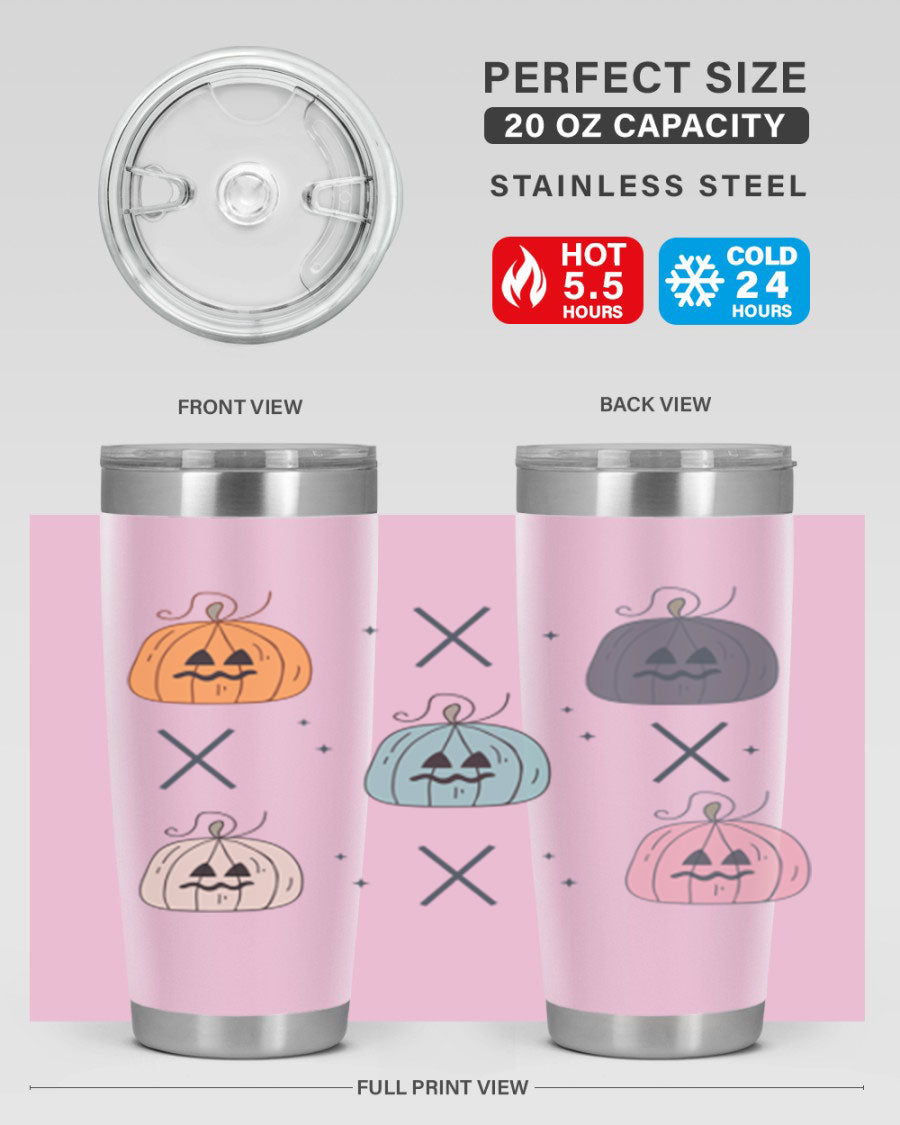 Fall 145# Tumbler in 20oz and 30oz sizes, showcasing double wall vacuum stainless steel design with copper lining and drink-thru lid.