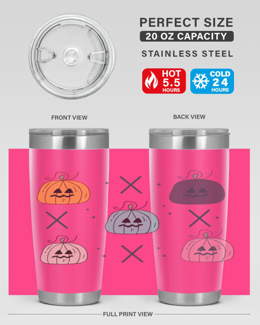 Fall 145# Tumbler in 20oz and 30oz sizes, showcasing double wall vacuum stainless steel design with copper lining and drink-thru lid.