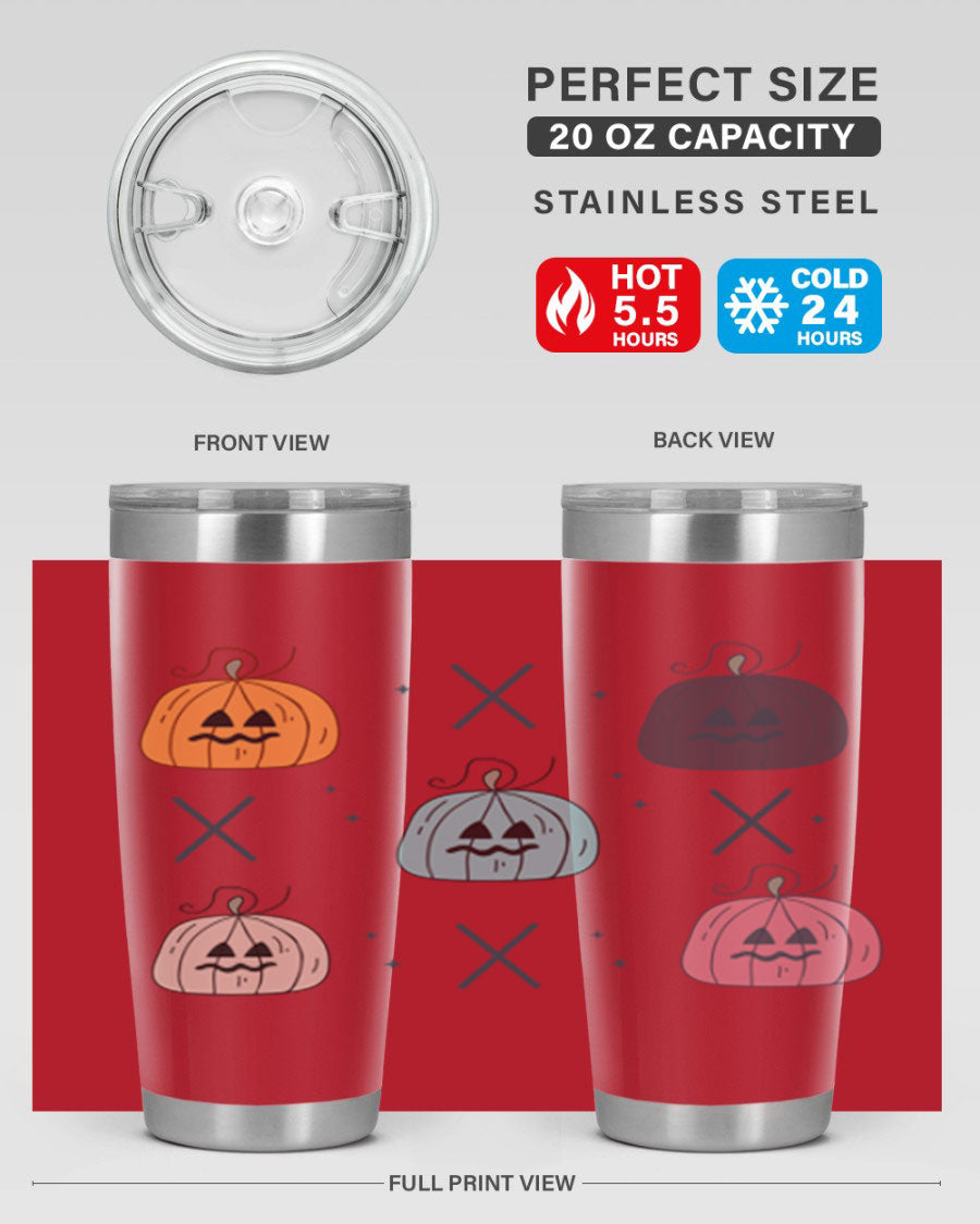 Fall 145# Tumbler in 20oz and 30oz sizes, showcasing double wall vacuum stainless steel design with copper lining and drink-thru lid.