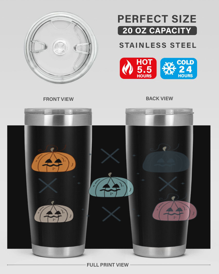 Fall 145# Tumbler in 20oz and 30oz sizes, showcasing double wall vacuum stainless steel design with copper lining and drink-thru lid.