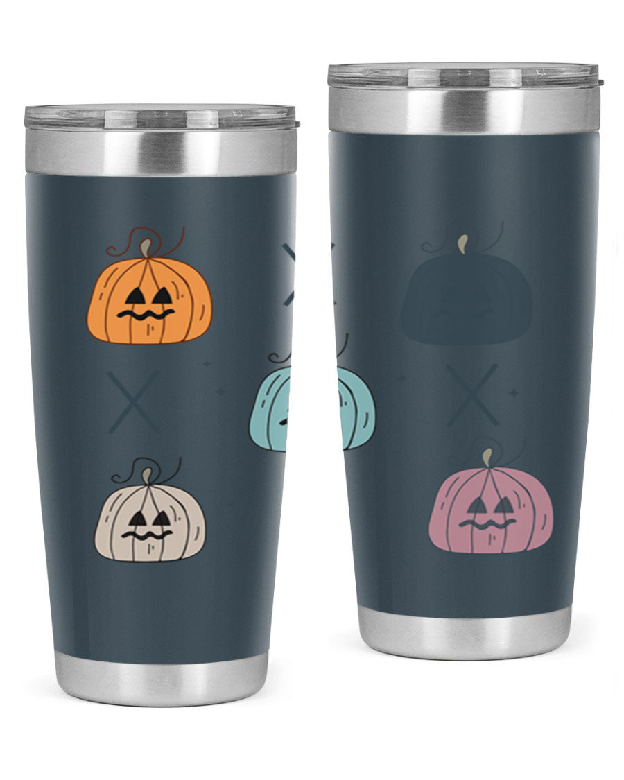 Fall 145# Tumbler in 20oz and 30oz sizes, showcasing double wall vacuum stainless steel design with copper lining and drink-thru lid.