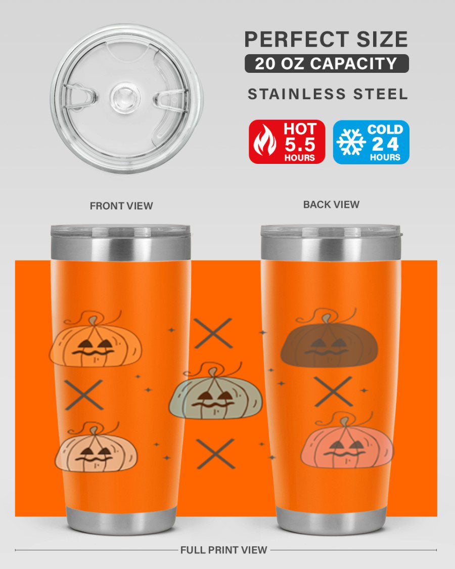 Fall 145# Tumbler in 20oz and 30oz sizes, showcasing double wall vacuum stainless steel design with copper lining and drink-thru lid.