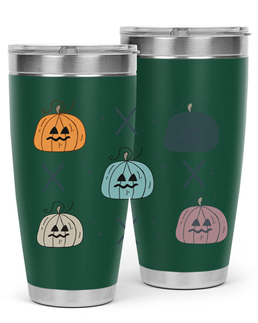 Fall 145# Tumbler in 20oz and 30oz sizes, showcasing double wall vacuum stainless steel design with copper lining and drink-thru lid.