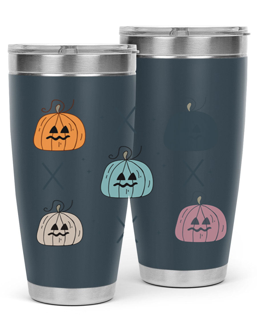 Fall 145# Tumbler in 20oz and 30oz sizes, showcasing double wall vacuum stainless steel design with copper lining and drink-thru lid.