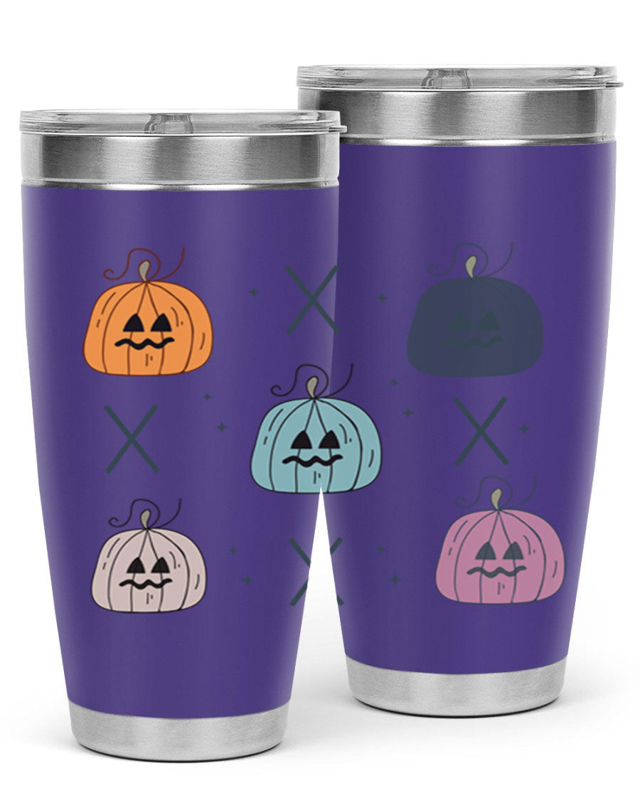 Fall 145# Tumbler in 20oz and 30oz sizes, showcasing double wall vacuum stainless steel design with copper lining and drink-thru lid.