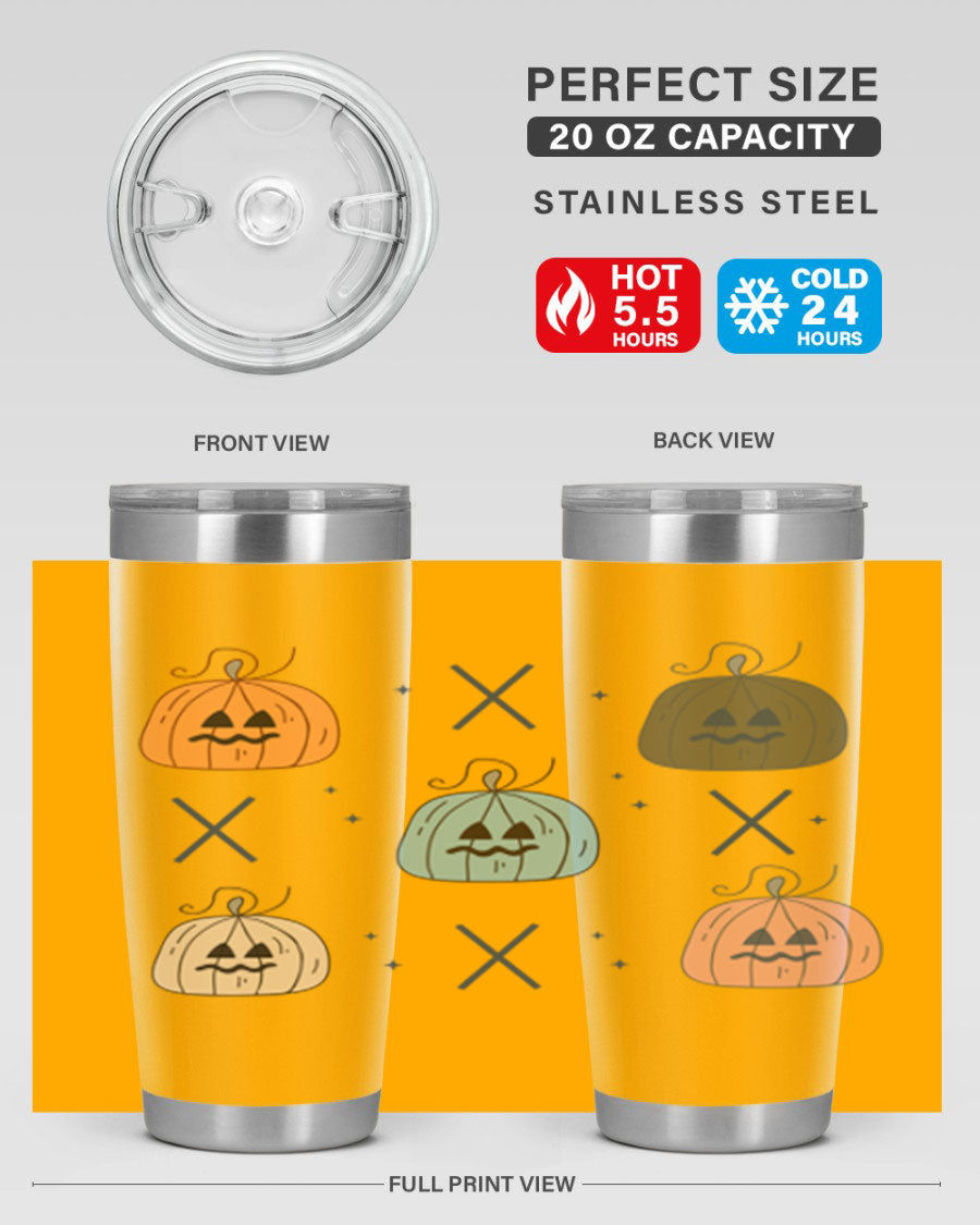 Fall 145# Tumbler in 20oz and 30oz sizes, showcasing double wall vacuum stainless steel design with copper lining and drink-thru lid.