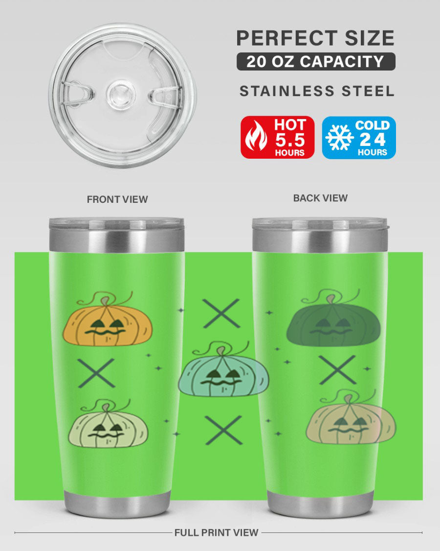 Fall 145# Tumbler in 20oz and 30oz sizes, showcasing double wall vacuum stainless steel design with copper lining and drink-thru lid.