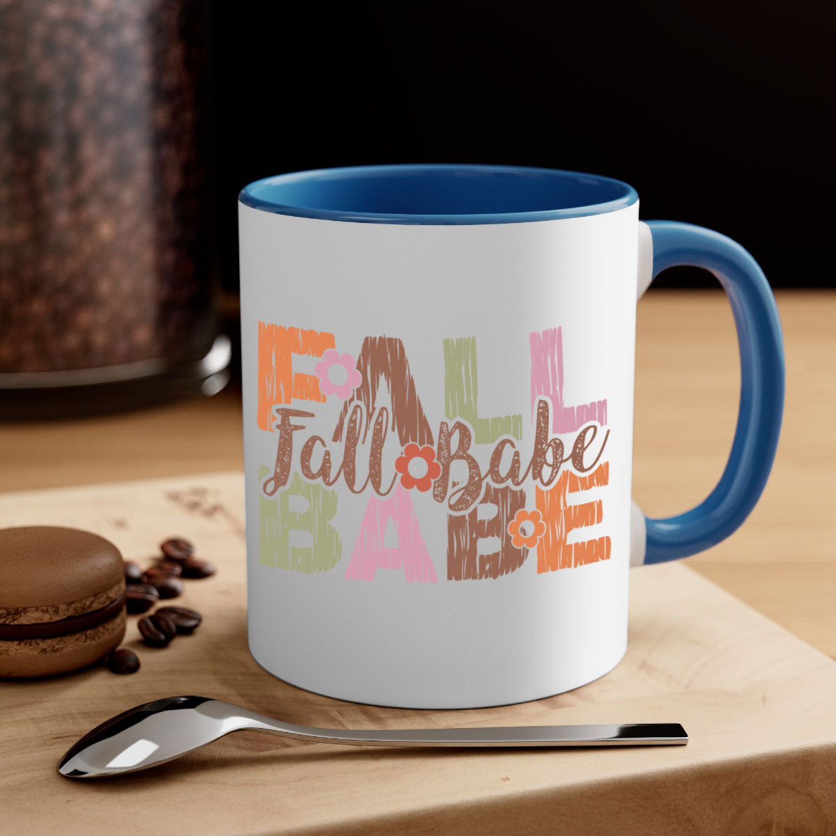 Fall Babe 88# Mug featuring a two-tone design with a colored handle and glossy finish, available in multiple colors.