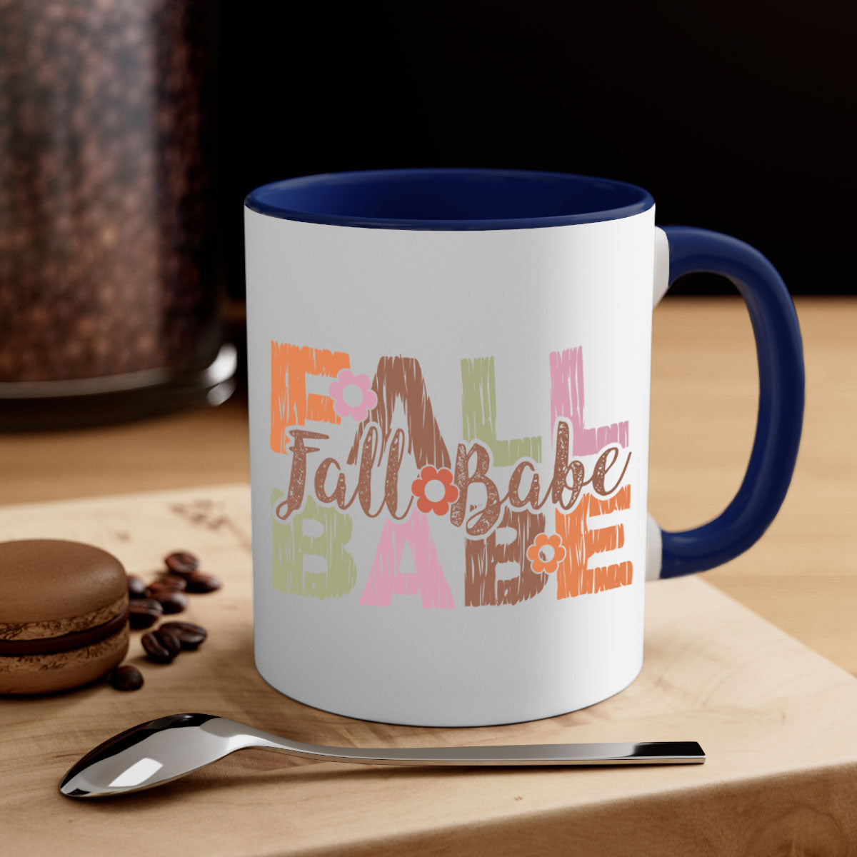 Fall Babe 88# Mug featuring a two-tone design with a colored handle and glossy finish, available in multiple colors.