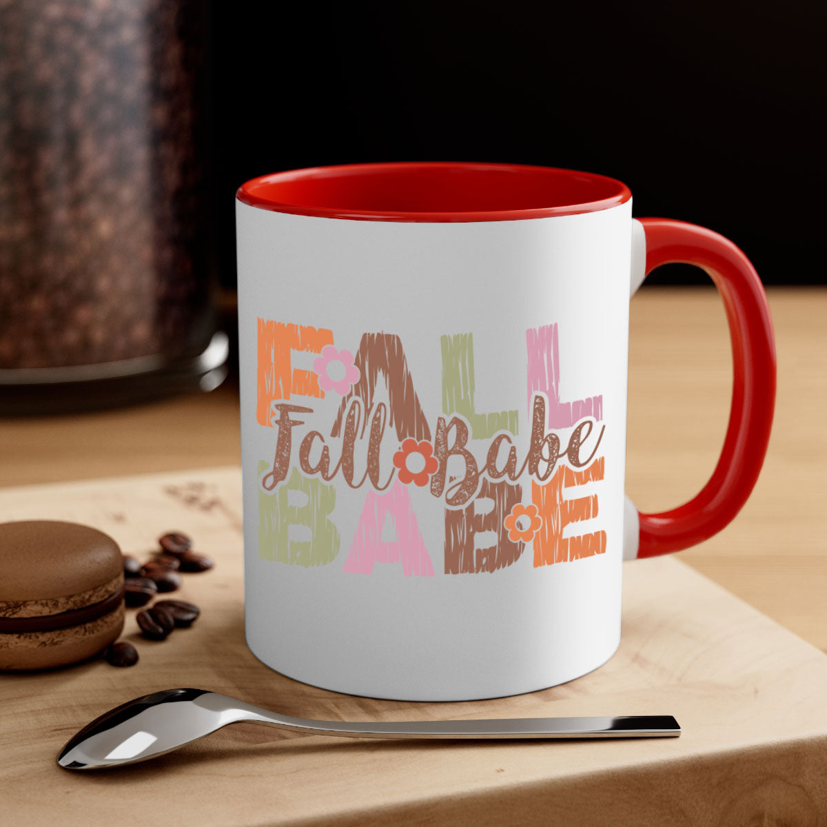 Fall Babe 88# Mug featuring a two-tone design with a colored handle and glossy finish, available in multiple colors.