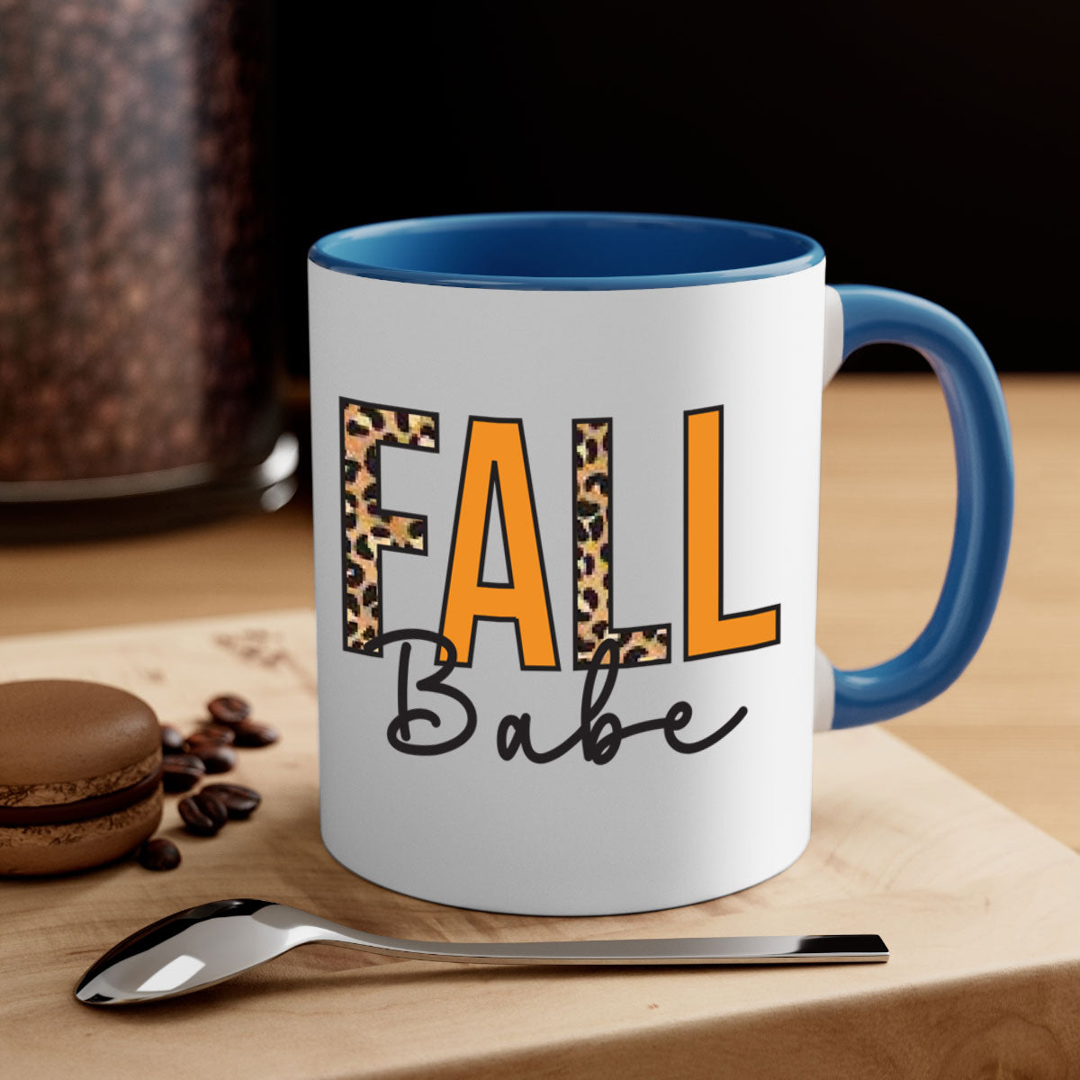 Fall Babe 87# Mug featuring a glossy finish with a colored handle and interior, available in five vibrant colors.