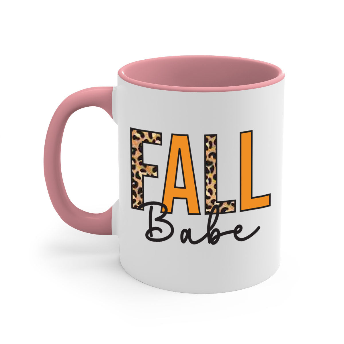 Fall Babe 87# Mug featuring a glossy finish with a colored handle and interior, available in five vibrant colors.