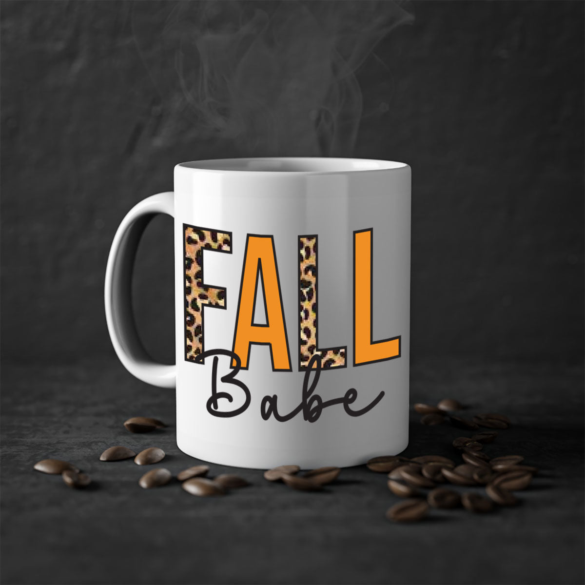 Fall Babe 87# Mug featuring a glossy finish with a colored handle and interior, available in five vibrant colors.