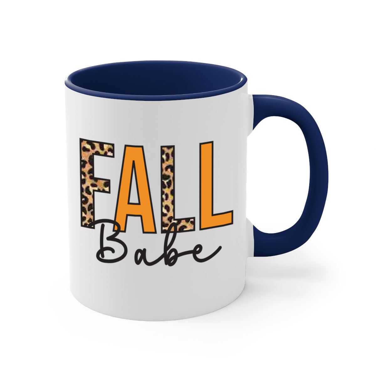 Fall Babe 87# Mug featuring a glossy finish with a colored handle and interior, available in five vibrant colors.