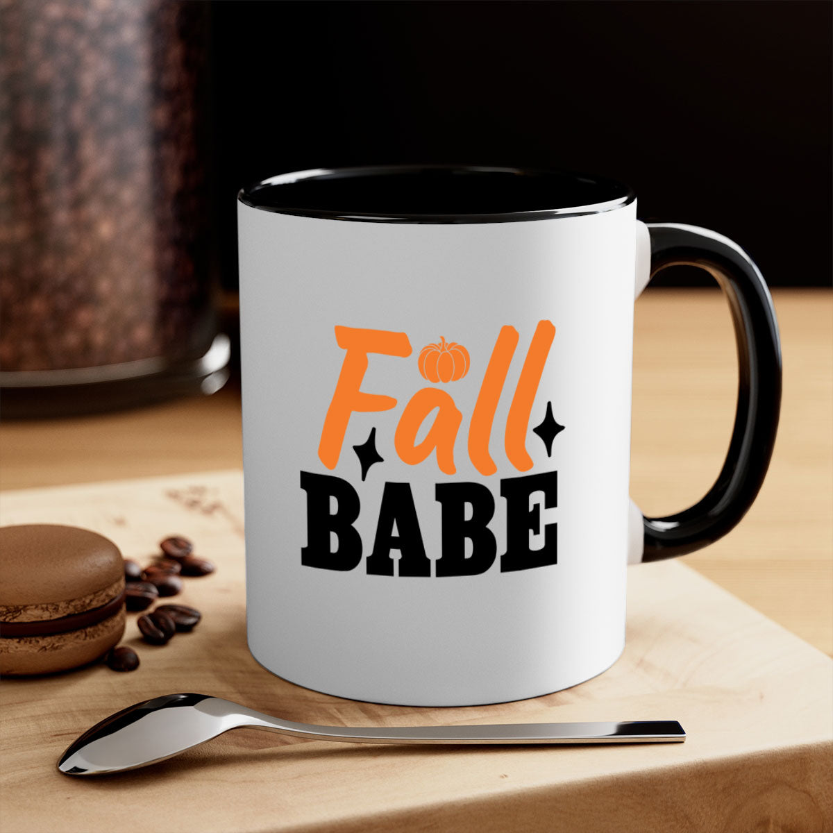 Fall Babe 89# Mug featuring a two-tone design with a colored handle and glossy finish, available in multiple colors.