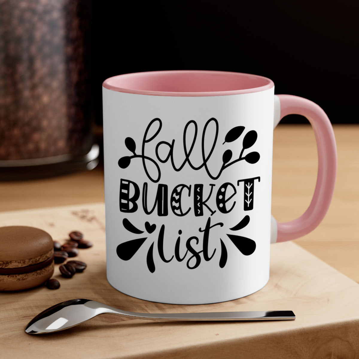 Fall Bucket List 94# Mug featuring a glossy finish, colored handle, and interior, available in five vibrant colors.