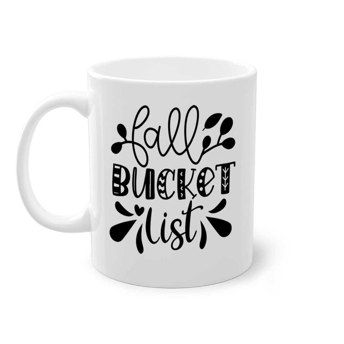 Fall Bucket List 94# Mug featuring a glossy finish, colored handle, and interior, available in five vibrant colors.