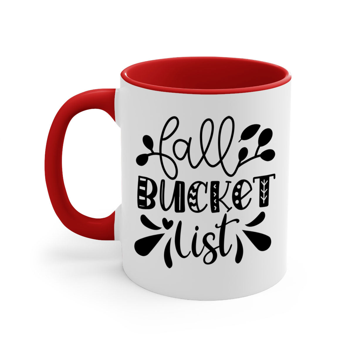 Fall Bucket List 94# Mug featuring a glossy finish, colored handle, and interior, available in five vibrant colors.