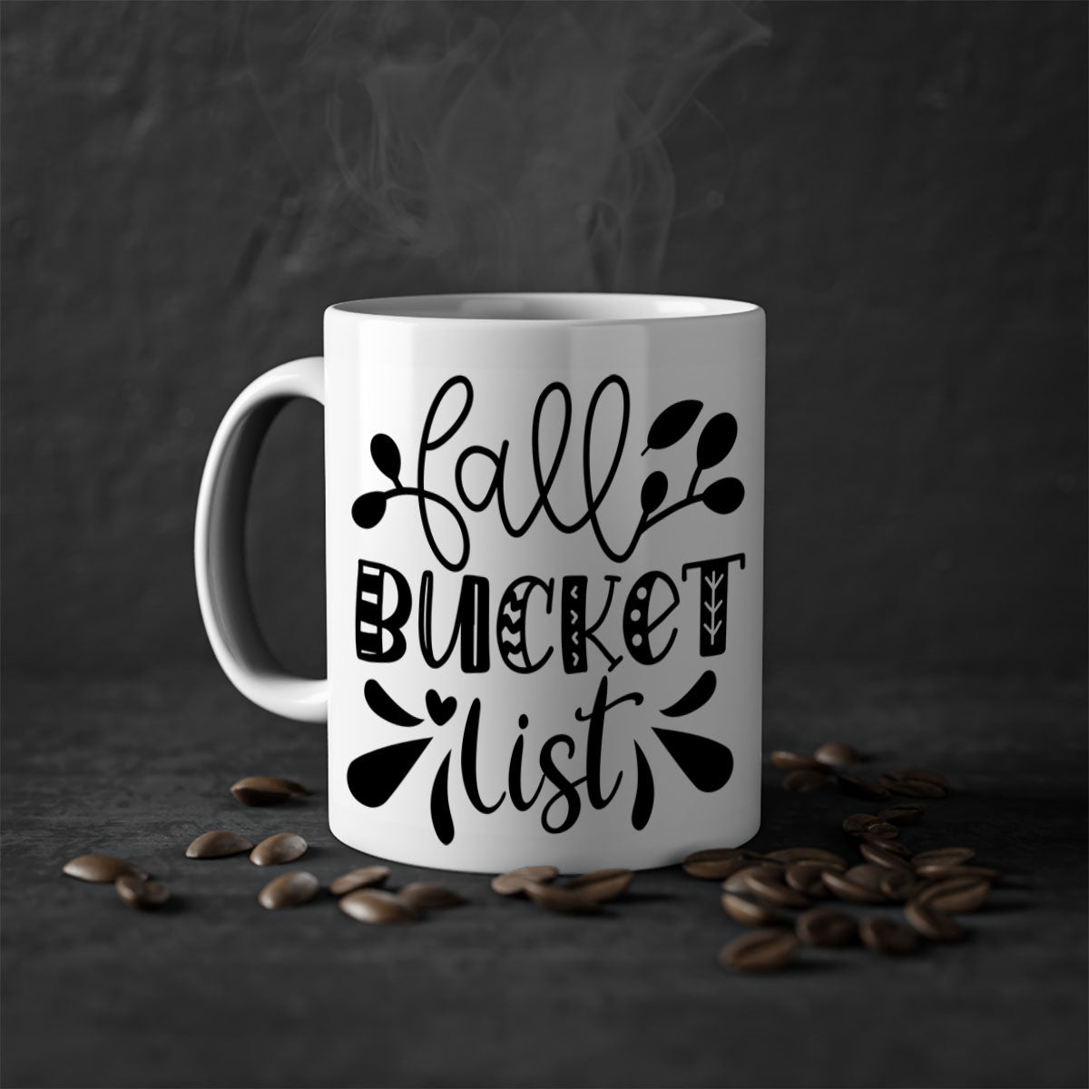 Fall Bucket List 94# Mug featuring a glossy finish, colored handle, and interior, available in five vibrant colors.