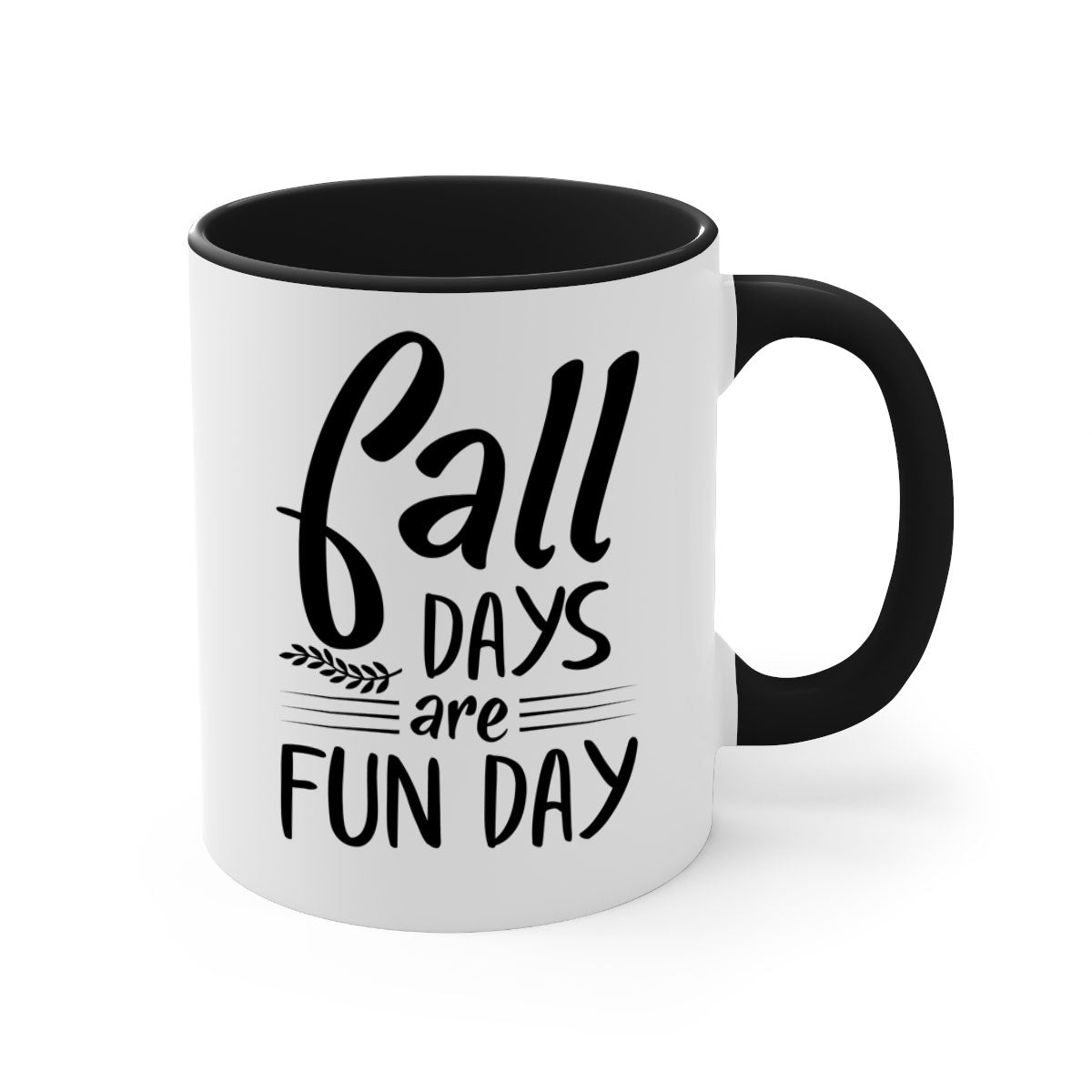 Fall Days Are Fun Day Mug with two-tone design, available in five colors, showcasing a glossy finish and easy-grip handle.