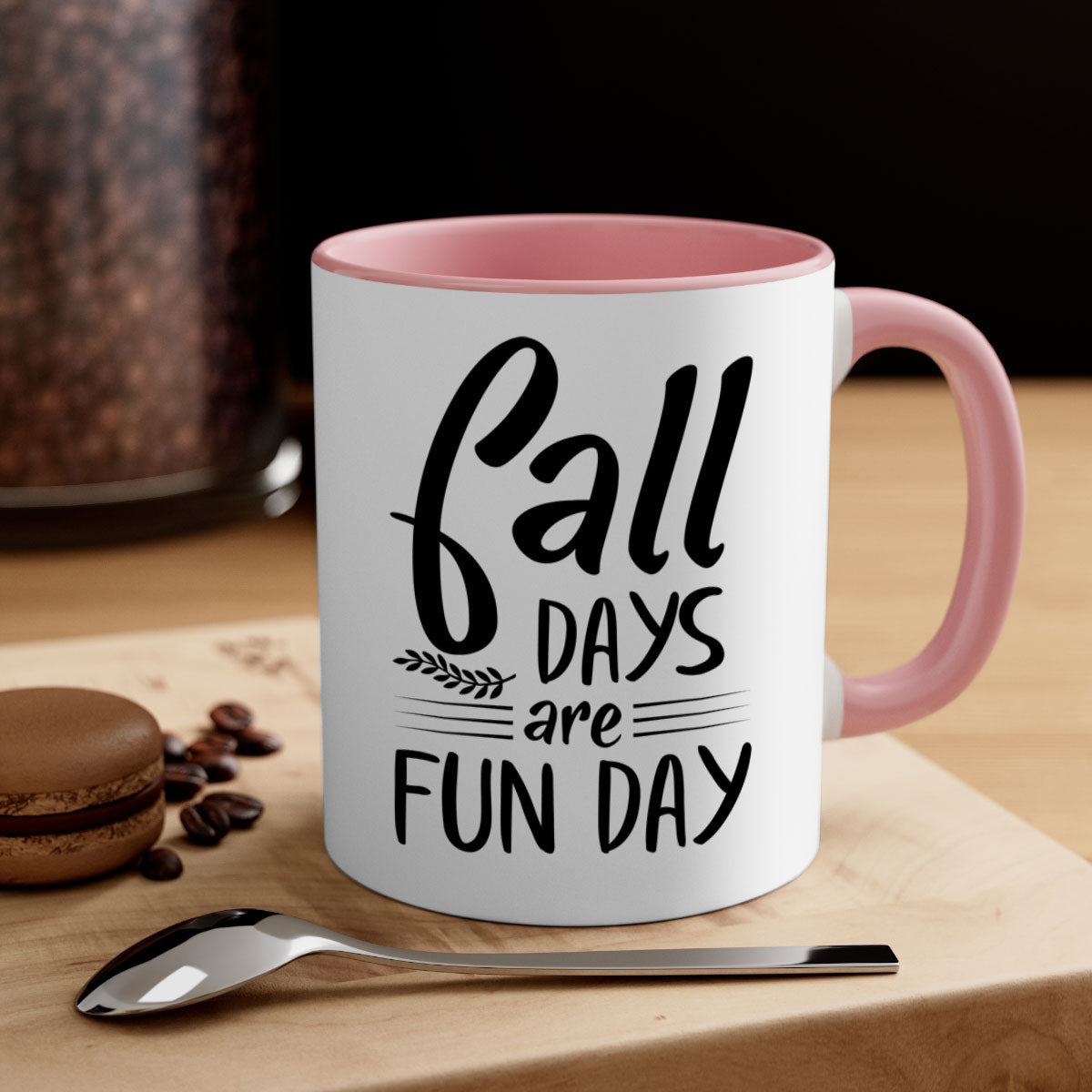 Fall Days Are Fun Day Mug with two-tone design, available in five colors, showcasing a glossy finish and easy-grip handle.