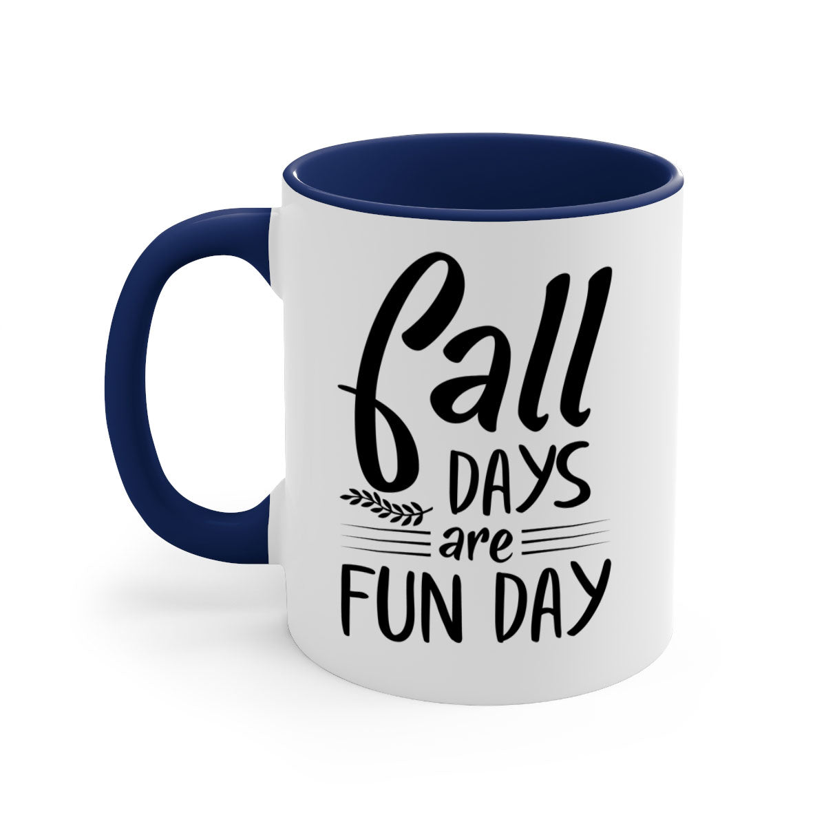 Fall Days Are Fun Day Mug with two-tone design, available in five colors, showcasing a glossy finish and easy-grip handle.