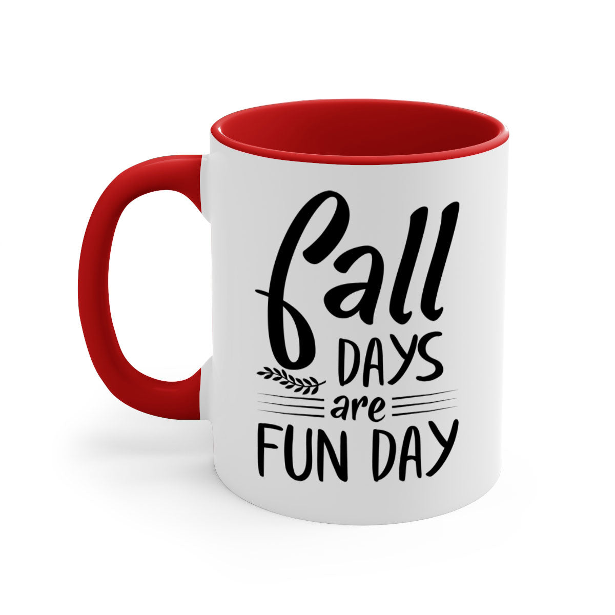 Fall Days Are Fun Day Mug with two-tone design, available in five colors, showcasing a glossy finish and easy-grip handle.