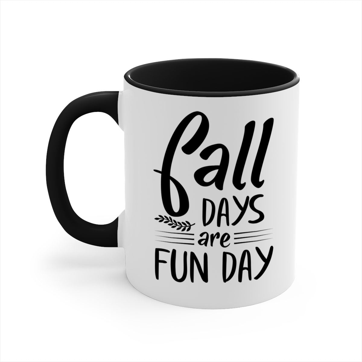 Fall Days Are Fun Day Mug with two-tone design, available in five colors, showcasing a glossy finish and easy-grip handle.
