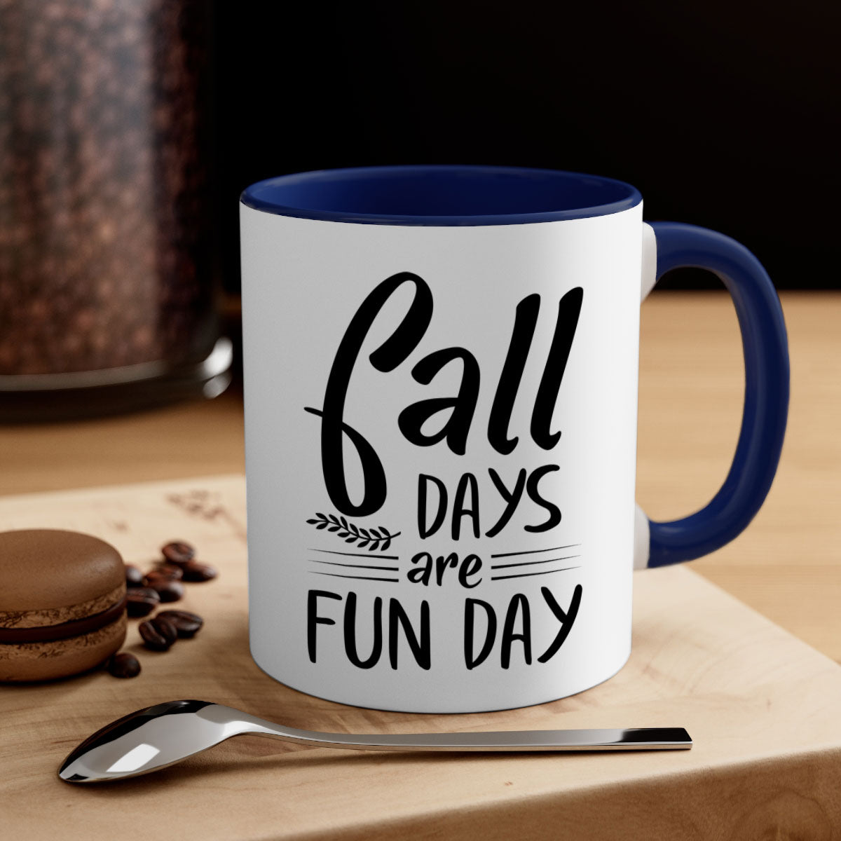 Fall Days Are Fun Day Mug with two-tone design, available in five colors, showcasing a glossy finish and easy-grip handle.