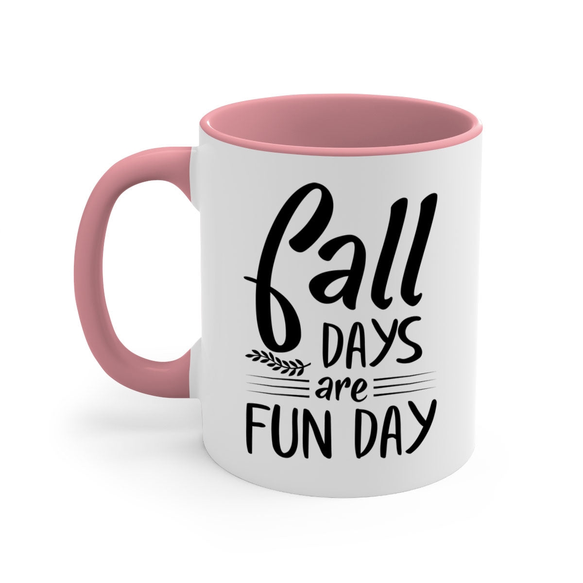 Fall Days Are Fun Day Mug with two-tone design, available in five colors, showcasing a glossy finish and easy-grip handle.