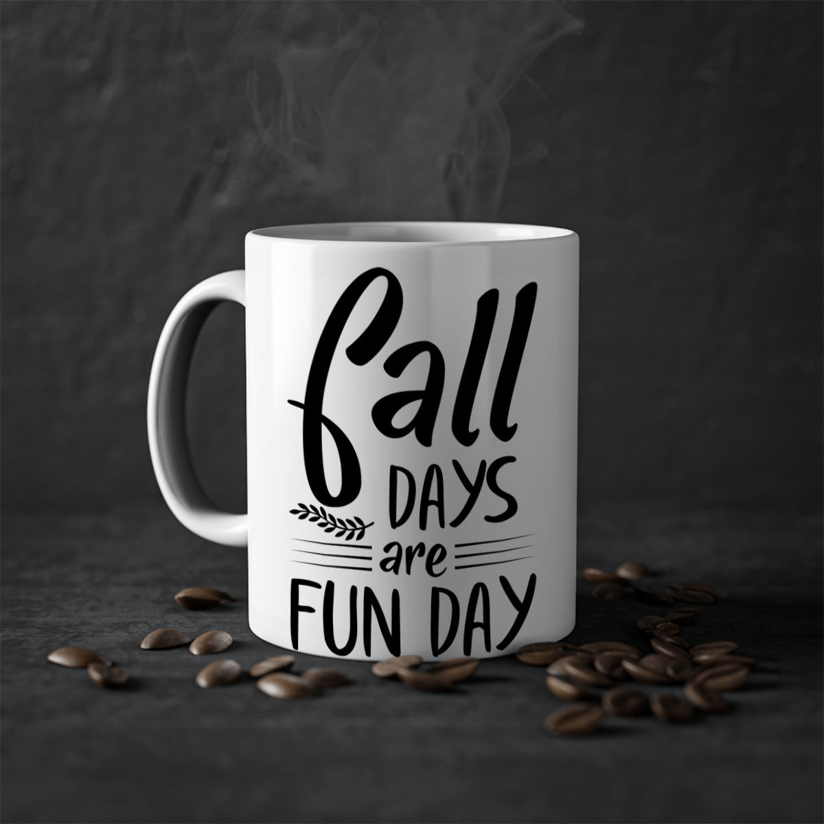 Fall Days Are Fun Day Mug with two-tone design, available in five colors, showcasing a glossy finish and easy-grip handle.